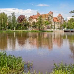 Staw Zamkowy i Restauracja na Wyspie w Niemodlinie