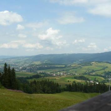 widoczek na Rabkę Zdrój z górnej stacji wyciągu na Maciejową, Lidka Kwiatkowska