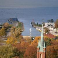 widok na port we Fromborku z wieży Radziejowskiego, Danusia