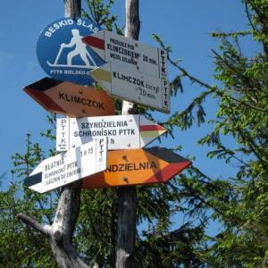 Rozstaj 3 szlaków przed Klimczokiem