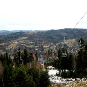 widok z Skolnity na Wisłę i Beskidy, Roman Świątkowski