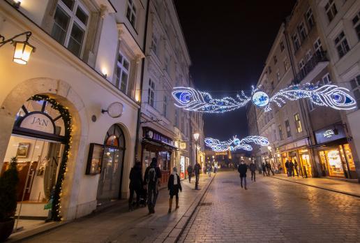Świąteczny Kraków nocą