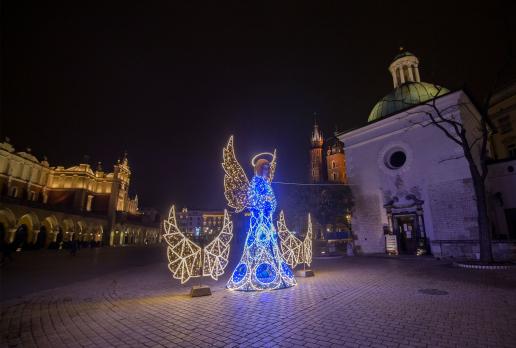 Świąteczny Kraków nocą