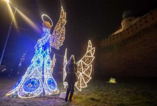 Świąteczny Kraków nocą