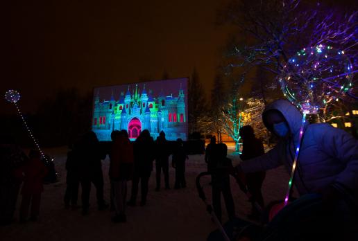 Park Światła w Mysłowicach - - mapping zamku