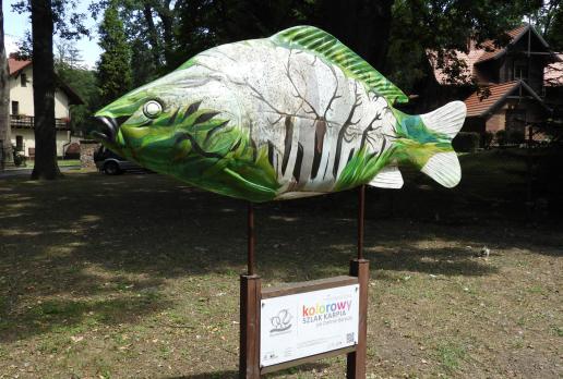kolorowy karp przed bramą pałacu w Antoninie, Joanna